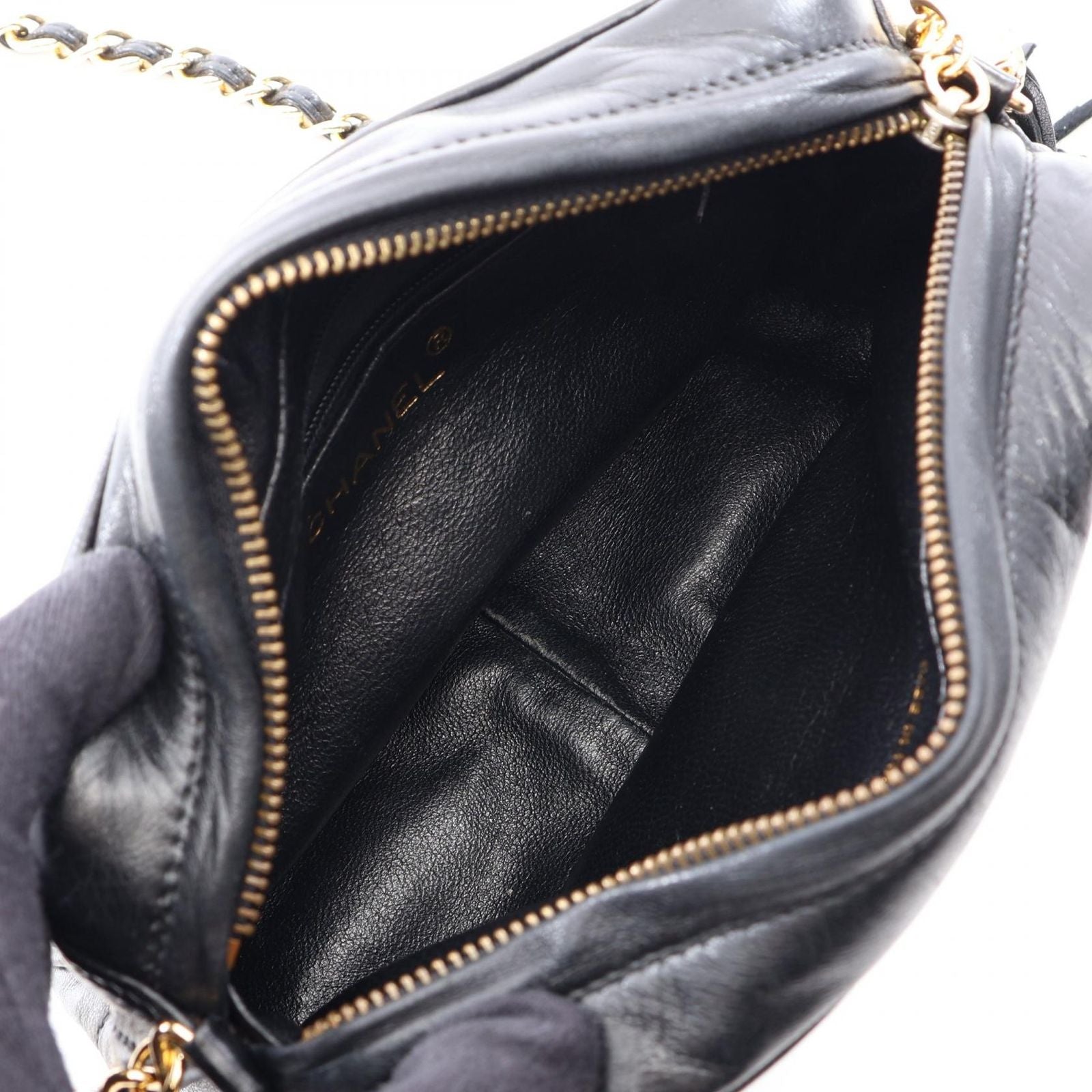 Chanel Shoulder Bag Quilted Tassel Black Lambskin Diamond Stitch Fringe Mini — view 3