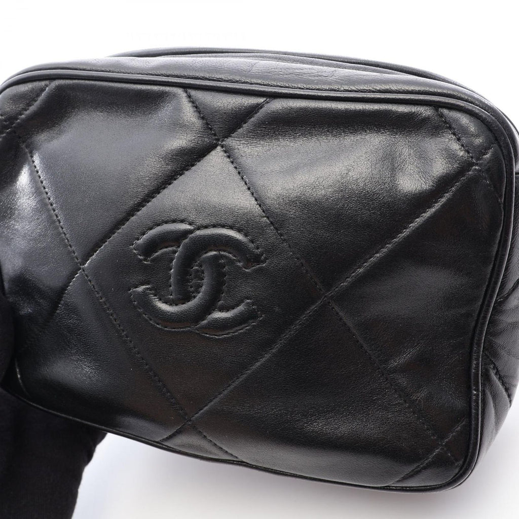 Chanel Shoulder Bag Quilted Tassel Black Lambskin Diamond Stitch Fringe Mini — view 8