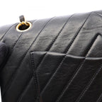 Chanel Shoulder Bag Shirley Blanc Stitch Double Flap Black Lambskin Chain — view 6