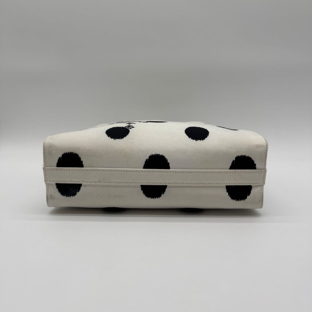 Prada Tote Dot Pattern Isetan Limited Canvas Shoulder Bag 2-Way White — view 6
