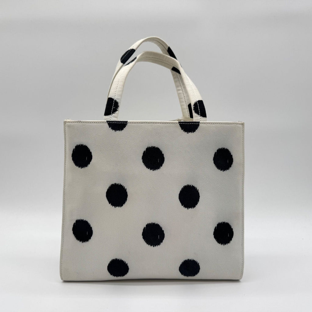 Prada Tote Dot Pattern Isetan Limited Canvas Shoulder Bag 2-Way White — view 2
