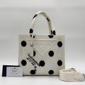 Prada Tote Dot Pattern Isetan Limited Canvas Shoulder Bag 2-Way White
