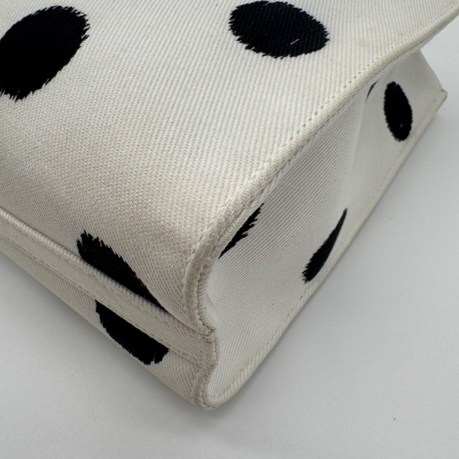 Prada Tote Dot Pattern Isetan Limited Canvas Shoulder Bag 2-Way White — view 8