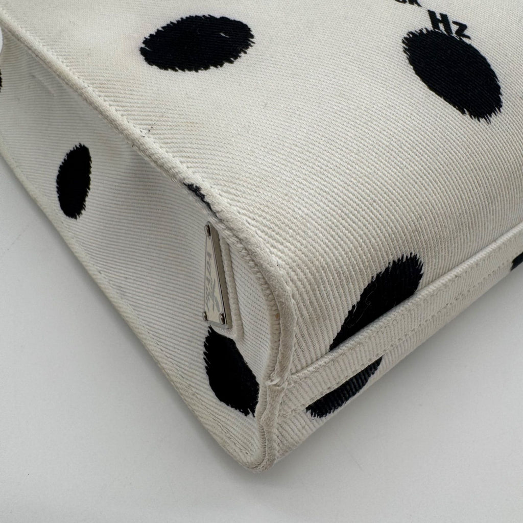 Prada Tote Dot Pattern Isetan Limited Canvas Shoulder Bag 2-Way White — view 7
