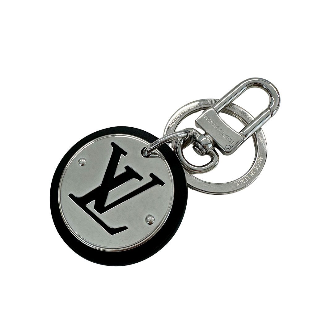 Louis Vuitton Key Holder Porte Cles LV Circle Black Silver Chain Cool