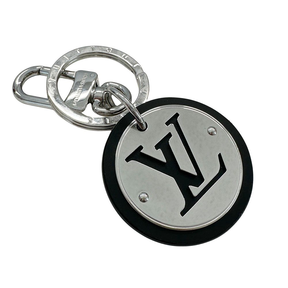 Louis Vuitton Key Holder Porte Cles LV Circle Black Silver Chain Cool — view 2
