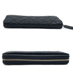 Chanel Quilted Classic Long Zip Wallet Caviar Leather Black Red Gold — view 3