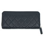 Chanel Quilted Classic Long Zip Wallet Caviar Leather Black Red Gold — view 2