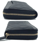 Chanel Quilted Classic Long Zip Wallet Caviar Leather Black Red Gold — view 4