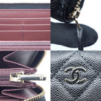 Chanel Quilted Classic Long Zip Wallet Caviar Leather Black Red Gold — view 9
