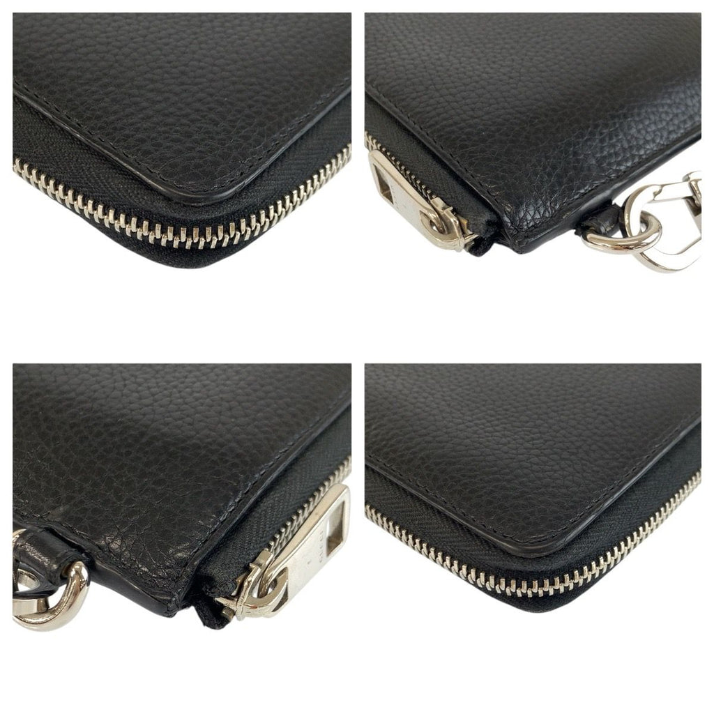 Gucci GG Metal Black Silver Leather Wallet Wrist — view 8