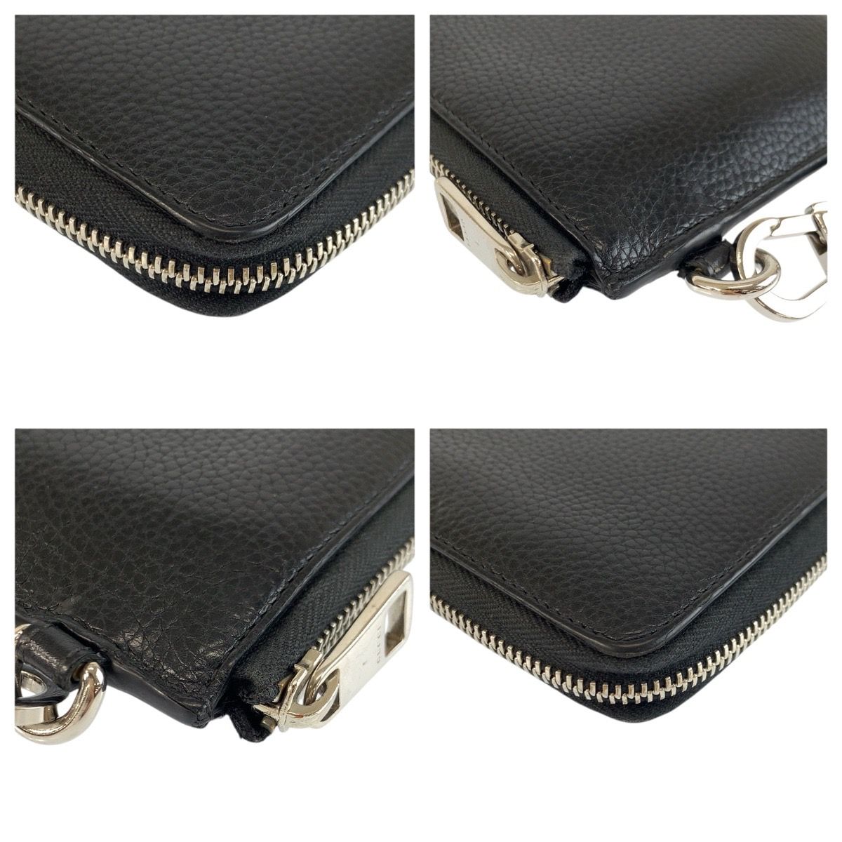 Gucci GG Metal Black Silver Leather Wallet Wrist — view 8