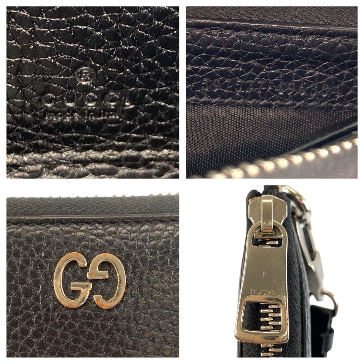 Gucci GG Metal Black Silver Leather Wallet Wrist — view 3