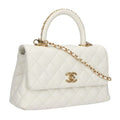 Chanel Top Handle Quilted CC Logo 2-Way Shoulder Bag 24
