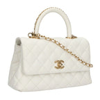 Chanel Top Handle Quilted CC Logo 2-Way Shoulder Bag 24
