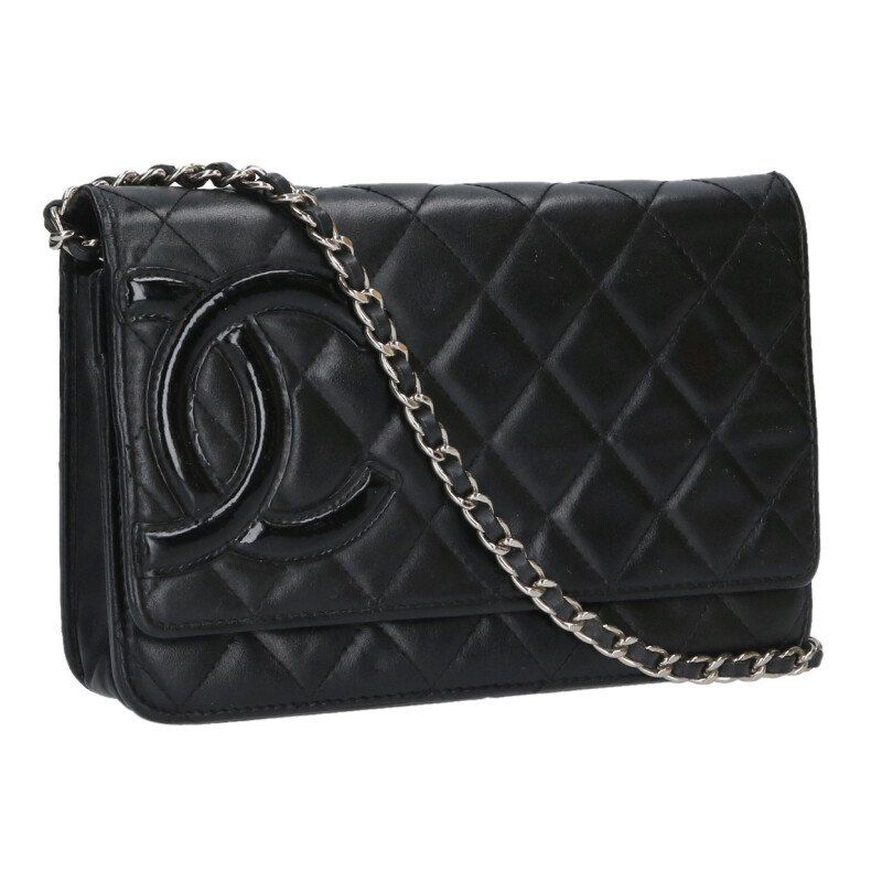 Chanel Cambon Line CC Logo Chain Leather Wallet Shoulder