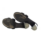 Hermes Oasis Sandals Clear Heels Suede Leather 37 Black — view 5