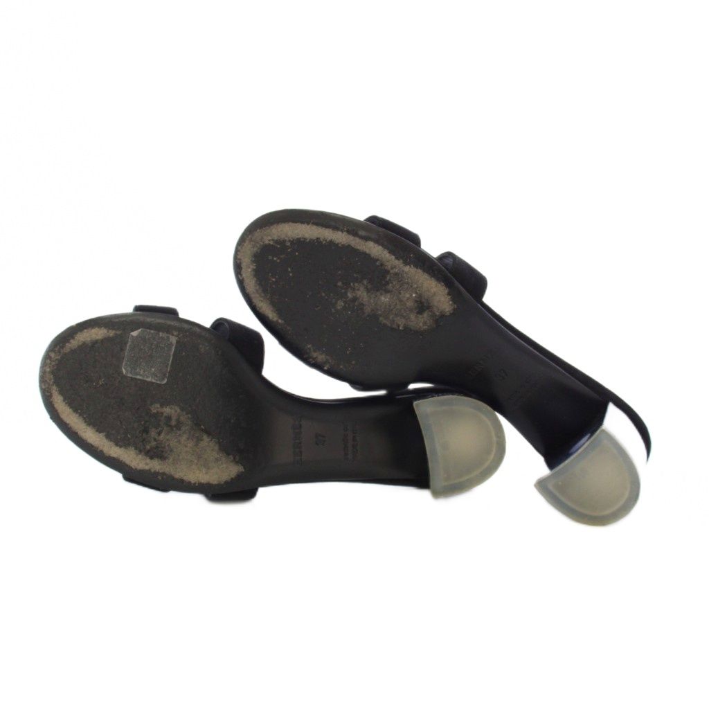 Hermes Oasis Sandals Clear Heels Suede Leather 37 Black — view 5
