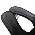 Hermes Oasis Sandals Clear Heels Suede Leather 37 Black — view 7