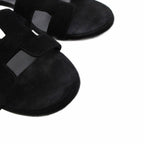 Hermes Oasis Sandals Clear Heels Suede Leather 37 Black — view 6
