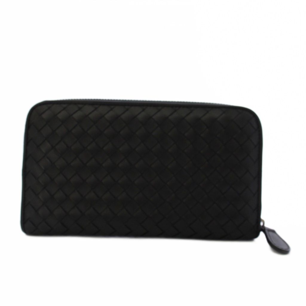 Bottega Veneta Intrecciato Wallet Zip Around Coin Purse Leather Black — view 2
