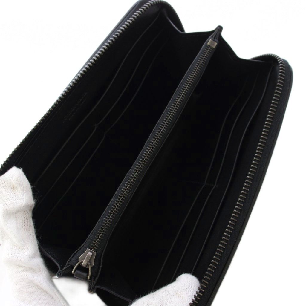 Bottega Veneta Intrecciato Wallet Zip Around Coin Purse Leather Black — view 5