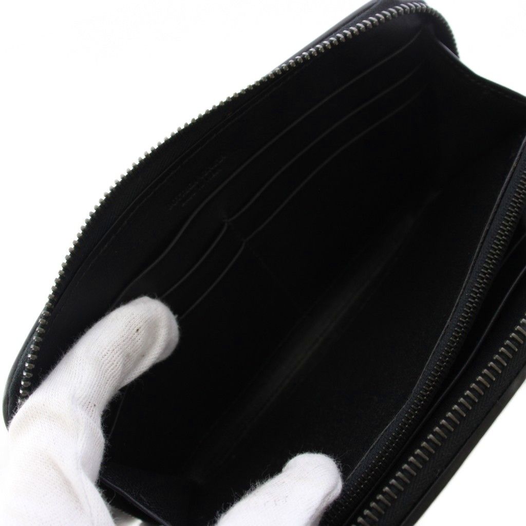 Bottega Veneta Intrecciato Wallet Zip Around Coin Purse Leather Black — view 6