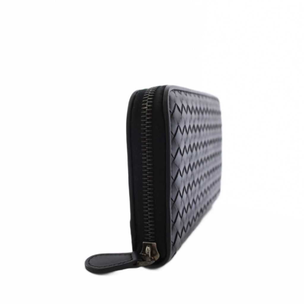Bottega Veneta Intrecciato Wallet Zip Around Coin Purse Leather Black — view 4