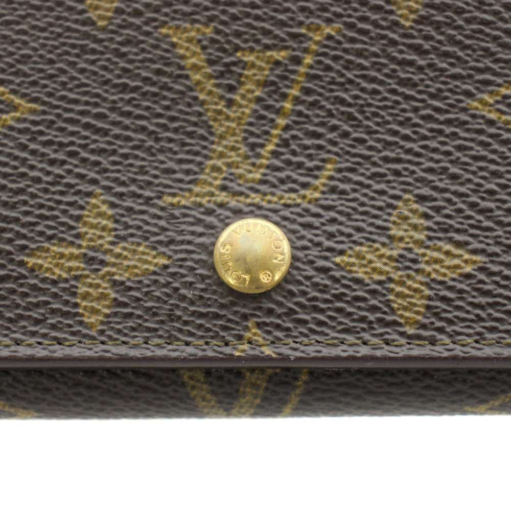 Louis Vuitton Porte Monet Tresor Monogram Wallet Bifold Coin Purse Brown — view 9