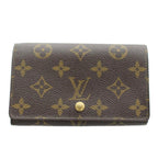 Louis Vuitton Porte Monet Tresor Monogram Wallet Bifold Coin Purse Brown