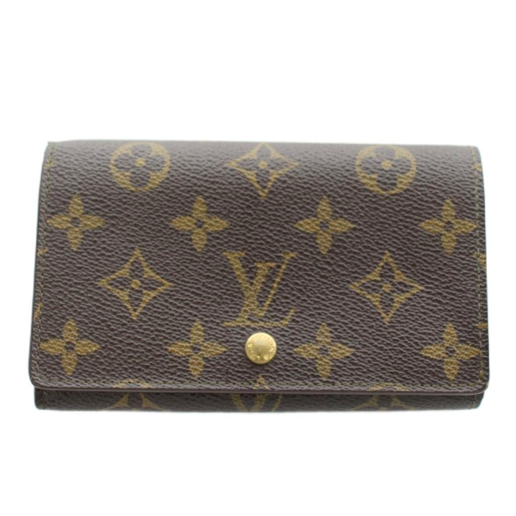 Louis Vuitton Porte Monet Tresor Monogram Wallet Bifold Coin Purse Brown