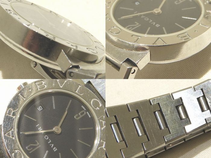 Bvlgari Quartz Watch Date Black Dial Silver Logo Available Round — view 3