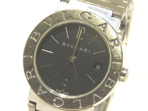Bvlgari Quartz Watch Date Black Dial Silver Logo Available Round