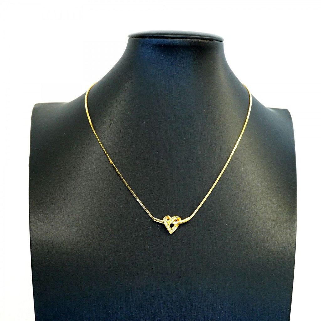 Dior Necklace Heart Motif Gold Plated Rhinestone — view 5