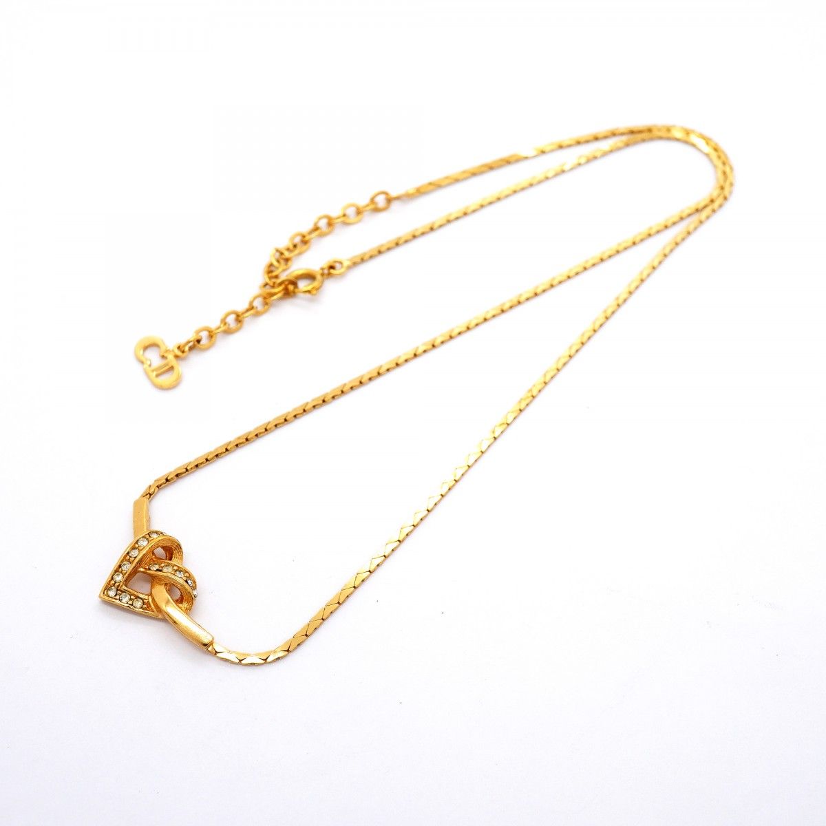 Dior Necklace Heart Motif Gold Plated Rhinestone — view 3