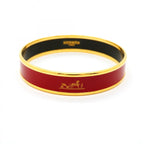 Hermes Bangle Enamel PM Carre Shu Gold Plated Cloisonne Red Bracelet — view 6