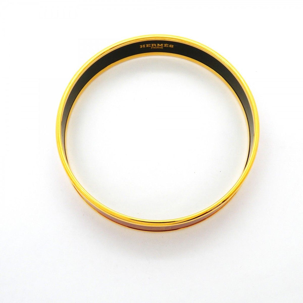 Hermes Bangle Enamel PM Carre Shu Gold Plated Cloisonne Red Bracelet — view 3