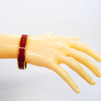 Hermes Bangle Enamel PM Carre Shu Gold Plated Cloisonne Red Bracelet — view 7