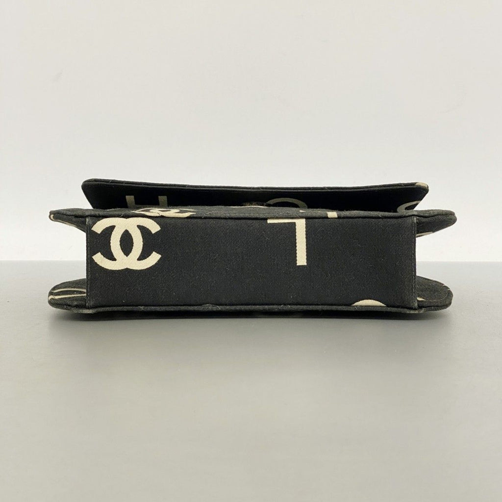 Chanel Handbag Canvas Black White Silver — view 3