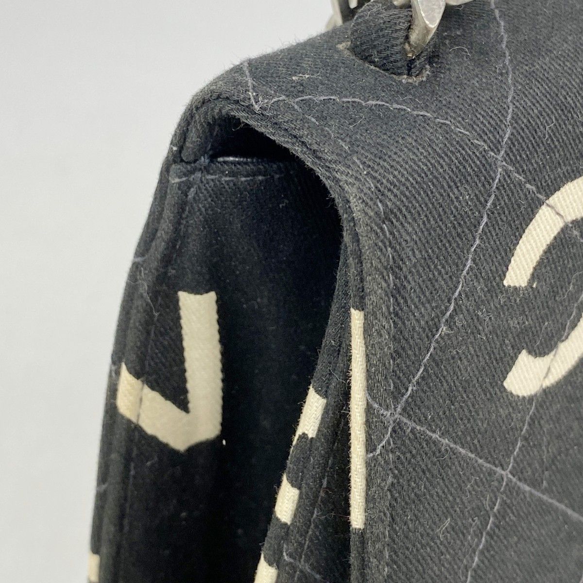 Chanel Handbag Canvas Black White Silver — view 7