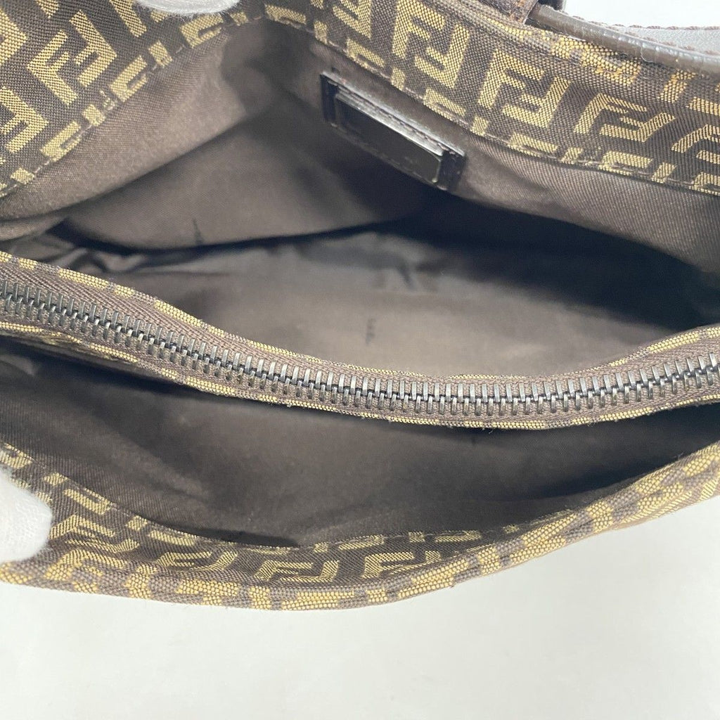 Fendi Handbag Zucca Nylon Canvas Brown Silver — view 4