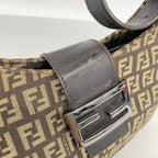 Fendi Handbag Zucca Nylon Canvas Brown Silver — view 7