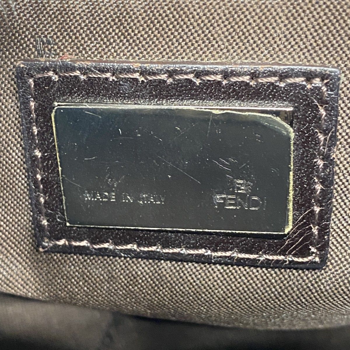 Fendi Handbag Zucca Nylon Canvas Brown Silver — view 5