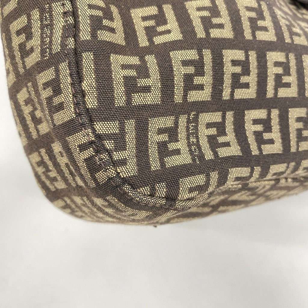 Fendi Handbag Zucca Nylon Canvas Brown Silver — view 9