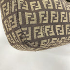 Fendi Handbag Zucca Nylon Canvas Brown Silver — view 9