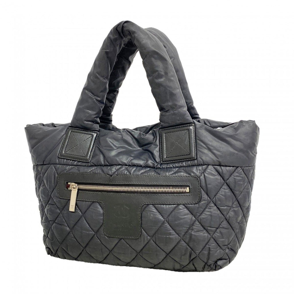 Chanel Tote Coco Cocoon Nylon Black Silver