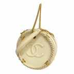 Chanel Handbag Quilted Leather White Gold 2-Way