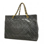 Chanel Chain Tote Quilted Lambskin Black Gold