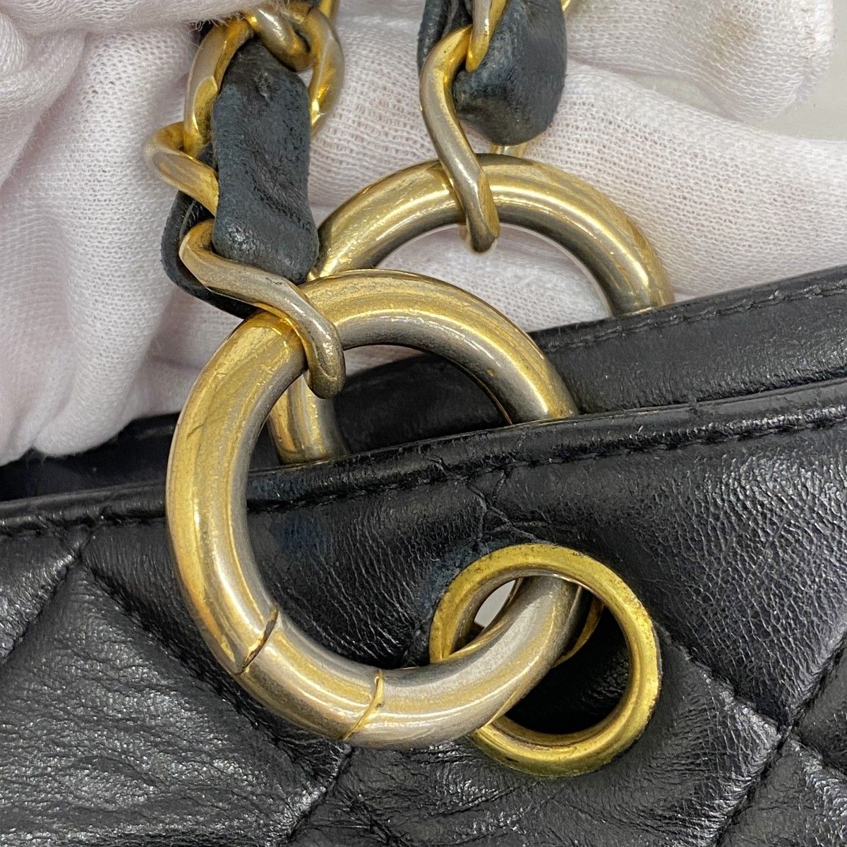 Chanel Chain Tote Quilted Lambskin Black Gold — view 8