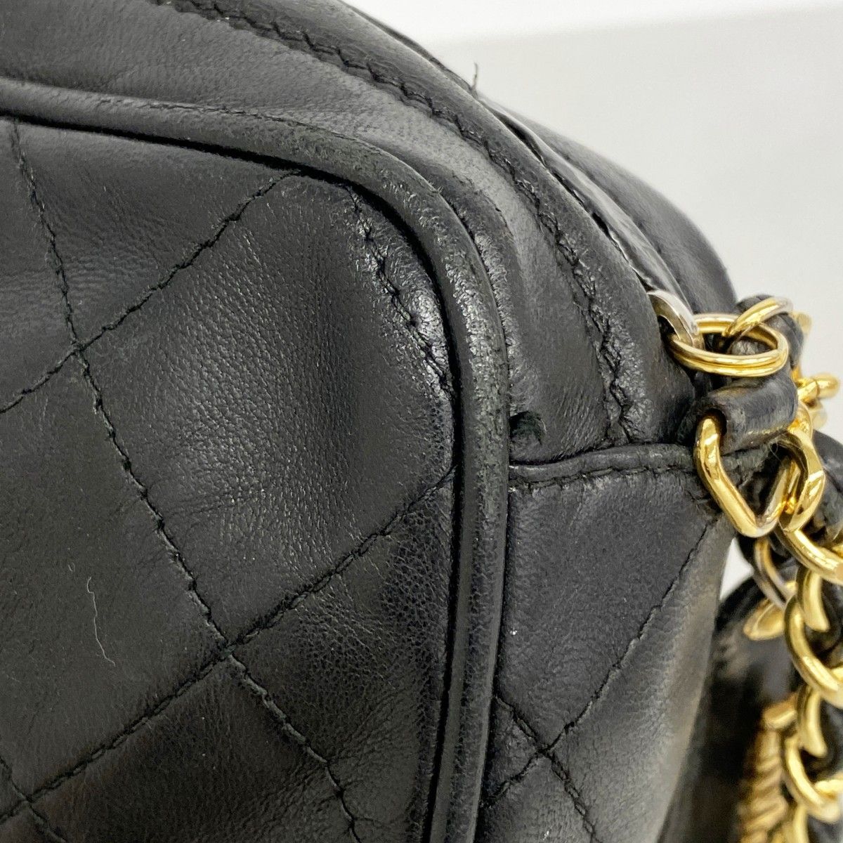 Chanel Shoulder Bag Quilted Lambskin Black Gold — view 7